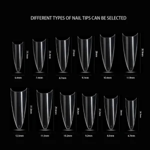 ODM Half Cover C Curve Stiletto Long Soft Nail X Tip ABS Clear White Press Gel French Style 12Size 504PCS for Finger