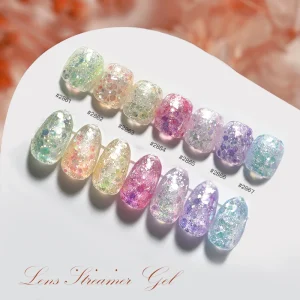 OEM 12 Colors Glitter Gel Polish Set Nail Beauty Salon 15ml Lens Streamer Gel UV Private Label Gel Nail Polish