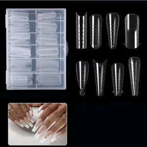 OEM 120pcs Acrylic Nail Quick Building Mold Tips UV Poly Gel Square Dual Forms Builder False Nail Extension for DIY Nail Art