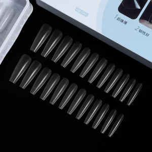 OEM 240pcs C Arc Ultrathin Traceless Full Cover Nail Tips Long Square Matte French Tip Nails