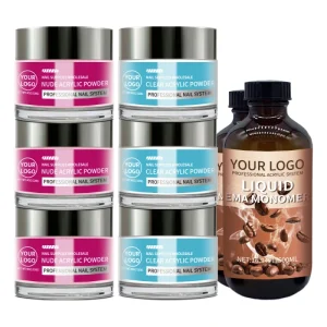OEM Custom 2 in 1 Dip Young Nail Supplies Professional Salon Supply Bulk 1oz Jars Clear Cover Acrylic Powder for Nails