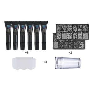 OEM Custom Clear Silicone Stamper Machine and Scrapers Set Brand Logo Nail Stamping Plates Tools Nail Art Stamp Polish Tube Kit