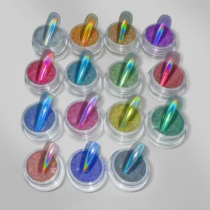OEM Customized Mirror Chrome Laser Powder Rainbow Effect Holographic Pigment for Nails Decoration LCB xs