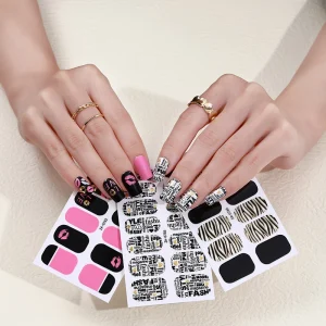 OEM Eco friendly Glitter Luxury 2D Nail Foil Sticker 14 Self Adhesive 3D Crystal Nail Wraps Popular Art