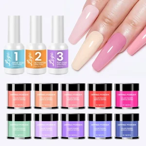 OEM Factory Customized Logo 2 in 1 UV Led Gel Nail Polish and Dipping Powder Color Match 2 in 1 Acrylic Dip Powder