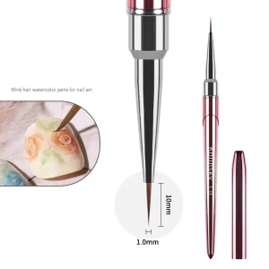 OEM Gradient Nylon 3D Art Drawing Brush Liner Painting Aluminum Handle Nail Brush