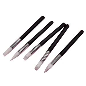 OEM Nail Art Brushes Silicone Tip Nail Brush White Wooden Handle Doting Pen Pencil Wood PVC Handle 100PCS