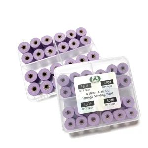 OEM ODM Purple Beauty Nail Care EVA Sponge Buffer Sanding Bands With Grip Pedicure Care Polishing