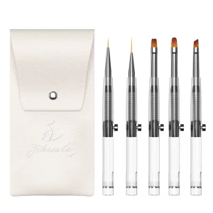 OEM Private Label 5pcs Retractable Brushes Set Nail Polish Tool Salon Beauty Art Acrylic Nail Brushes for Nail Art Design