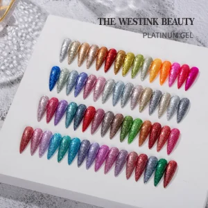 OEM&ODM High Quality Nail Gel Glitter Shining Platinum UV Gel Polish Colors
