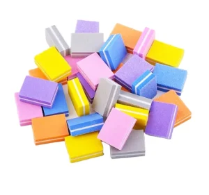 Orange Disposable Double Sided EVA Emery Mini Sponge Nail File Soft Non Electric with 100 Grit and Custom Logo