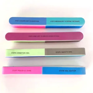 Pack 20 Double-Sided 7-Way Nail Files Buffers 100/180/400/4000 Grit Professional Manicure Tools Trimming Polishing Shining Nails
