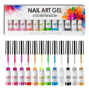 Painted Gel Nail Polish Set Line Art Gel 12 Colors Line Nail Polish Gel Nail Wire Pulling Gel Kit Women DIY Salon at Home