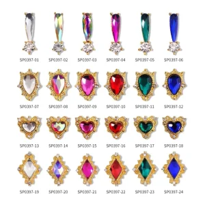 Paso Sico Cartoon Style Nail Art Charms Resin Diamond Decoration Accessories Flat Bottom AB Colorful Special shaped High Quality