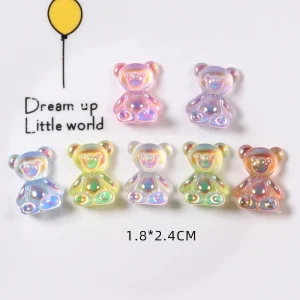 Paso Sico High Quality 18*24mm Kawaii Shimmer Love Heart Cute Gummy Bear Cabochon Design 3D Luxurious Nail Art Supplies Resin