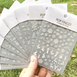 Paso Sico Winter Design Festival Christmas White Shimmer Japanese Paper DIY Nail Art Sticker with Animals