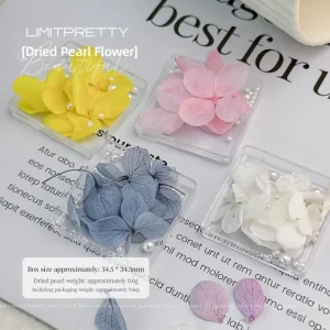 Pearl Dried Flower Nail Art Kit DIY Nail Decoration Material Set