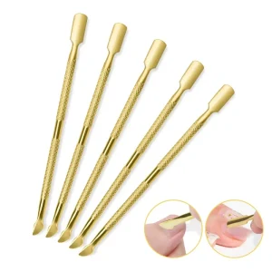 Pedicure Manicure Tools Nail File Dead Skin Push Cuticle Remover Nail Pusher Gold Stainless Steel Cuticle Pusher Nail Art