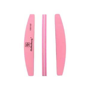 Personalized Logo Pink Sponge Nail File 100 180 Grit Double Sided Half Moon Professional Manicure Buffer Long Lasting