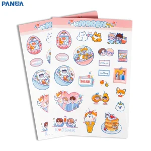 Personalized Private Waterproof Adhesive Vinyl Label Logo Cartoon Kiss Cut Sticker Paper Custom Printing Die Cut Sticker Sheet