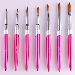 Pink 99% Kolisky Hair Nail Brush 14g pcs 4# 6# 8# 10# 12# 14# 16# 18# Kolinsky Nail Brush US Size Aluminum Handle Acrylic Tool