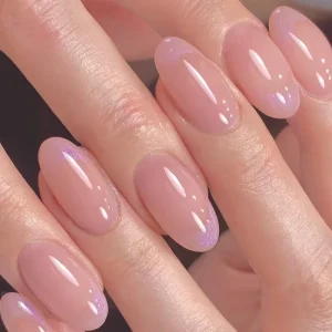 Pink False Nails Tips Solid Color Round Full Cover Gel Nail Tips Artificial False Fake Nails DIY Salon