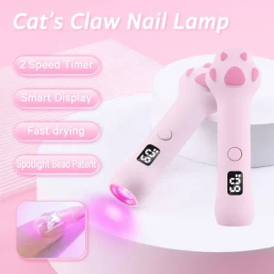 Pink Portable Cute Handheld Rechargeable Cat’s Paw Shape 3W Nail Salon Led UV Nail Art Machine Nail Lamp
