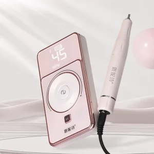 Pink Portable Hollow Cup Rechargeable Nail Drill Machine 45000 Rpm Hand Drill Machine for Nails