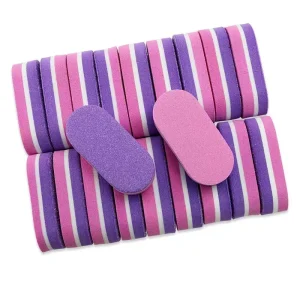 Pink-Purple Mini Emery Nail Buffer 50 PCS/Bag Double-Sided Small Sponge File 100/150/180/240 Grit Reusable Portable Manicure