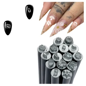 Plastic Head UV Nail Art Stamp Pen with Butterfly Floral Design DIY Printing Transfer Professional Nail Art Stamping Tool