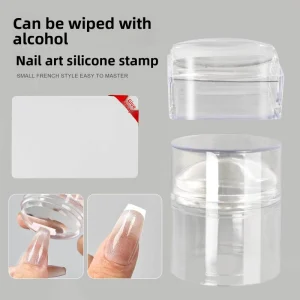 Plastic Nail Art Stamp Alcohol Wipeable Reusable with Lid Rotary French Manicure Nail Art Tool Nail Salon Exclusive