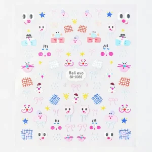 Playful Cartoon Patterned 5D Nail Art Stickers for Professional Nail Salon and DIY Manicure Decoration