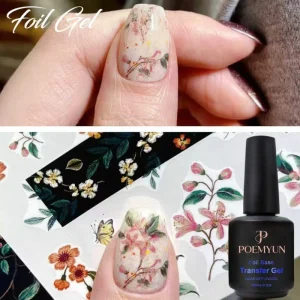 Poemyun Private Label UV LED 15ML Functional Gel Profession Nail Art Clear Foil Gel Foil Base Transfer Nail Gel Polish