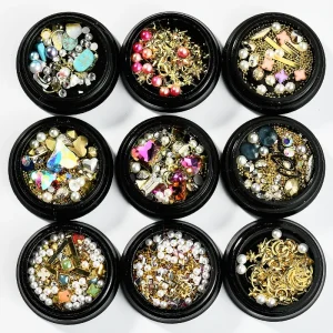 Popular 13 Designs Nail Jewelry DIY Rivet Metal Sequins Nail Art Designs for Manicure Accessories DIY Design
