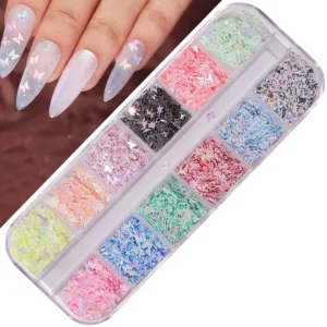 Popular Mixed Color Thin Patch Nail Art Jewelry Butterfly Sequins Nail Art Decoration Shining Holographic Nail Stickers