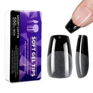 Porcelain White Box Nail Tips 550 Pcs Ultra-Thin Seamless Matte Ballet Almond Shape Pre-Buffed False Nails