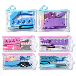 Portable 6 in 1 Manicure Pedicure Care Set Stainless Steel Nail Clipper File Buffer Cuticle Pusher Durable Travel Nail Art Tools