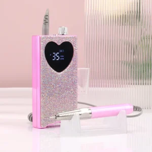 Portable Cordless Nail Drill Machine 35K RPM Rechargeable Professional Nail Polisher Multi Use Rhinestone attached Nail Salon