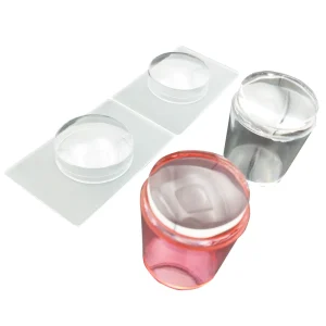 Portable Customized With Scraper 3D French Tip Style Stamp Stamping Tool 3.8cm Clear Jelly Silicone Nail Art Stamper