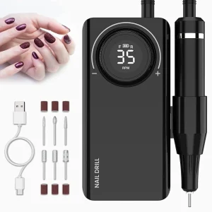 Portable Low Noise Nail Drill Machine 35000RPM Powerful Motor Adjustable Speed Polishing Made of Durable Plastic