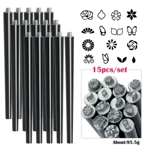 Portable Metal Manicure Graffiti Nail Art Dotting Stamp Pen Stamper Set Silicone Material With Petal Embellished Stamping Tool