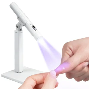 Portable Mini Straight Line Lamp Fast Curing Wireless Nail Lamp Rechargeable Nail Dryer with 2 Timer Settings and Stand