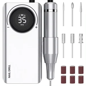 Portable Rechargeable Nail Drill Machine 35000rpm Stainless Steel USB Rechargeable Battery