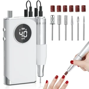 Portable USB Nail Drill Logo LED Display Rechargeable Nail Drill Machine 35000 RPM Professional Cuticle Drill Bits for Nails