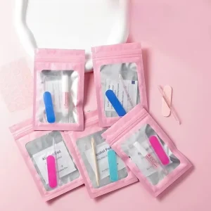 Portable Wearable Nail Kit Jelly Glue Orange Wood Stick Small Rubbing Strips Cleaning Cotton Manicure Material Pack