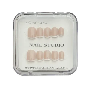 Pre made Press on Nails Short Square Nude French Tip Artificial Nails Reusable Artificial Nails