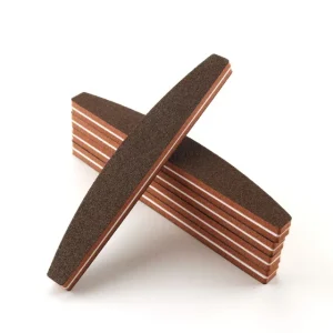 Premium Sponge Nail File 100 180 Grit Double Sided Half Moon Brown Luxury Nail Buffer Durable Long Lasting For Nail Bar