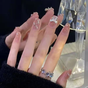 Press On Artificial Fingernails False Nails Set Includes 24 Nails 24 Nail Jelly Glue 1 Manicure Stick 1 Mini File
