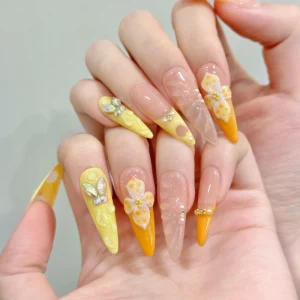 Press on False Nails Medium Short Length with Glue Finished Reusable Machine made False Nails in Packaging Box