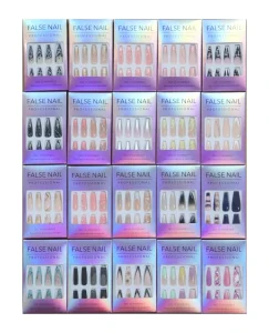 Press on Nail Supplier Durable ABS Artificial Fingernails Long Coffin Ballerina Stiletto Fake Nails With Design
